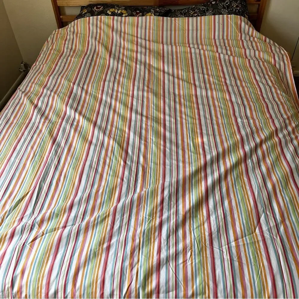 Pottery Barn Teen Reversible Twin Duvet Cover Orange Floral Striped